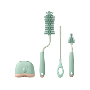 Cepillo giratorio de silicona para botella de agua de bebé de 360 grados con mango largo Limpieza de doble función y alimentador de polvo - Product Image 2