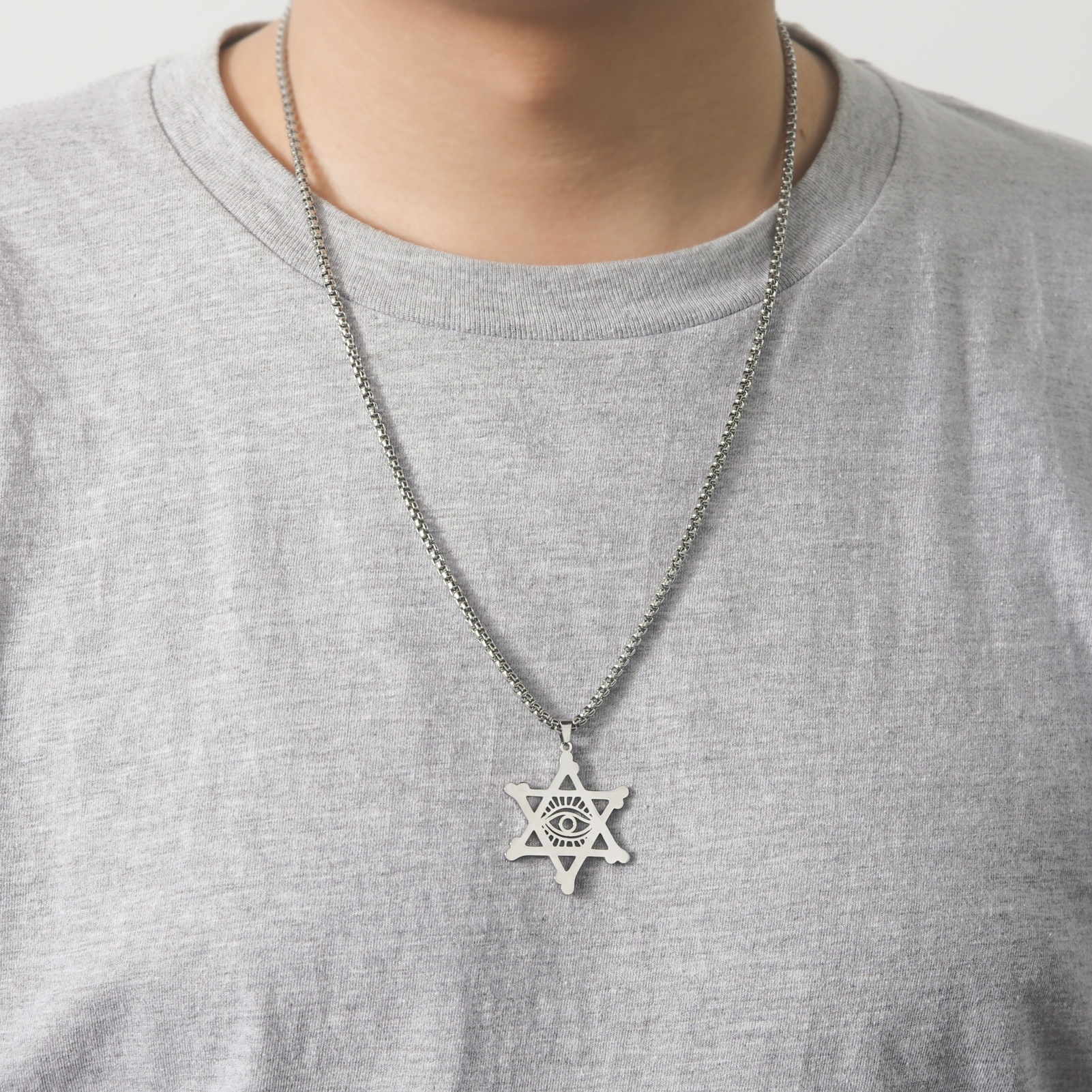 Collier Étoile De David Œil Maléfique - Pendentif Hexagramme Amulette Juive Protection Israël