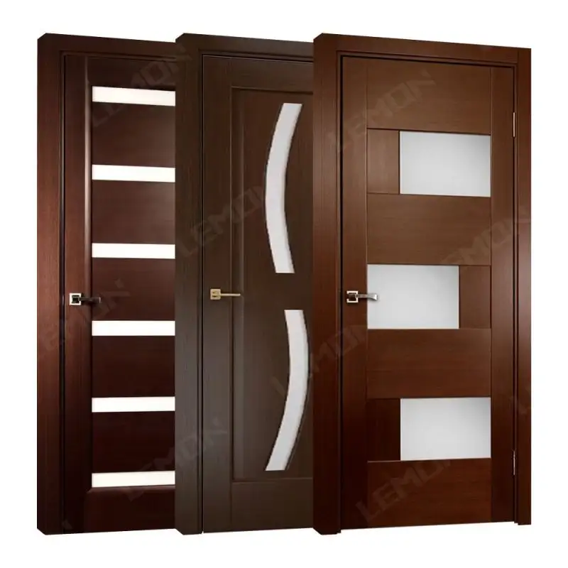 High quality reasonable price solid core internal door, mahogany pre hung interior red oak wood doors with glass