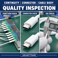 Kabel Data Pengisian Daya USB C ke USB C 5-Core Tembaga Murni 60W 3A TPE Lembut Pemasok Grosir