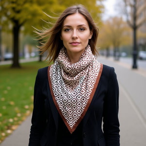 Sciarpa triangolare multifunzionale 135x60 cm con motivo geometrico, accessorio moda per donna e uomo - Product Image 3