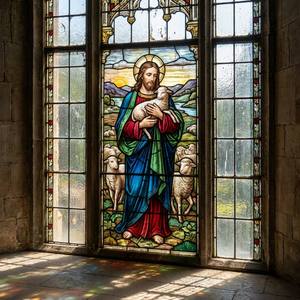 Panneau de vitrail solide imperméable à l'eau avec portrait religieux, verre décoratif stratifié pour hôtel, salle de sport, villa, usine, durable - Product Image 4