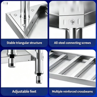 Table de travail en acier inoxydable SUS304, robuste, banc de travail commercial avec pieds réglables pour cuisine professionnelle et laboratoire