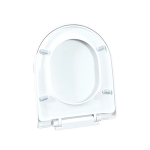 Siège de toilette blanc élégant en forme de D avec fermeture amortie et charnières à dégagement rapide pour un nettoyage facile et une entretien de la salle de bain simplifié - Product Image 1