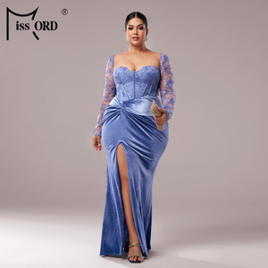 Abiti da Sera Eleganti e Sexy <span class=keywords><strong>in</strong></span> <span class=keywords><strong>Velluto</strong></span> <span class=keywords><strong>con</strong></span> <span class=keywords><strong>Spacco</strong></span> Alto e Pizzo, Taglie Forti per Donne - Product Image 5