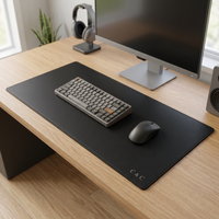 Tapis de souris de jeu noir en carbone mat XXL, tapis de bureau écologique en cuir PU vegan antidérapant pour le bureau et l'ordinateur