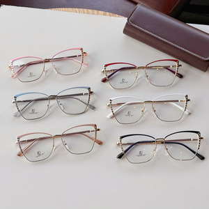 Monture de lunettes œil-de-chat Qianai pour femme JS9-4-1108, monture complète, verres anti-lumière bleue AC, design irrégulier - Product Image 2