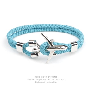Bracelets d'amitié tressés à la main avec ancre et avion, en corde paracorde, pour hommes et femmes - Product Image 6