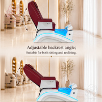 Fauteuil de pédicure de luxe avec spa pour les pieds à remous électriques, massage et lumière LED, dossier réglable, pour salon de manucure
