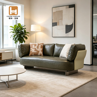 Ensemble de canapés d'angle multifonctionnels de luxe italiens sur mesure, meubles modernes en cuir courbé 3 places pour salon