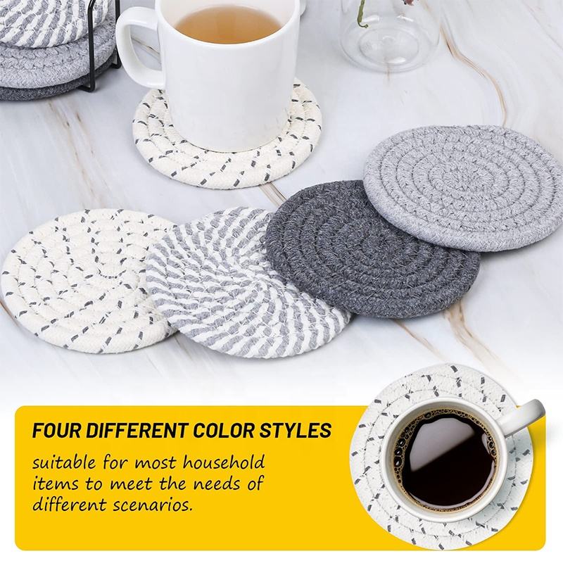 Round Table Mats for Dining Water Woven Pot Trivet Set Cotton Rope ...
