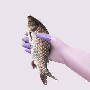 Dishwashing <b>Gloves</b> Rubber Latex Waterproof <b>Thin</b> 31cm Length Solid Color For Kitchen Cleaning Household Use - Product Image 2
