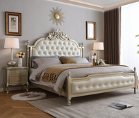 Lit King Size Royal Européen en Cuir Rembourré de 1,8 m avec Cadre en Chêne, Tête de Lit Capitonnée en Velours, Durable pour Chambre Parentale
