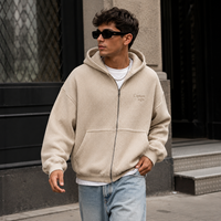 Fabrication de sweats à capuche personnalisés en tissu gaufré, style zippé, coupe oversize et carrée, sweats vintage, fabricant de vêtements pour hommes sur mesure