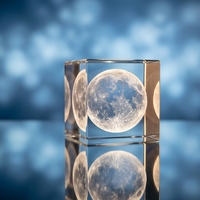 Cube en cristal K9 gravé au laser 3D avec base LED, globe terrestre, souvenir, logo personnalisé, cadeau d'entreprise, trophée, vente en gros, OEM, ODM
