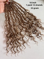 Extensions de Cheveux Synthétiques Premium Tressées Boho Box Bob Courtes de 8" et 10" pour Enfants et Femmes, Crochet Pré-Bouclé, Double Trame Faite à la Machine