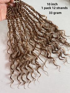 Extensões de Cabelo Sintético <span class=keywords><strong>Box</strong></span> <span class=keywords><strong>Braids</strong></span> Curto de 8 e 10 Polegadas, <span class=keywords><strong>Box</strong></span> <span class=keywords><strong>Braids</strong></span> Boho Pré-Enroladas para Crianças e Mulheres - Product Image 3