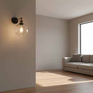 Lámpara de pared de cristal con forma de bola La01, estilo industrial, con LED E27, para sala de estar - Product Image 2