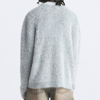 Cardigan en tricot de fausse fourrure Oem Odm Streetwear personnalisé en usine, pull pour hommes en coton à manches longues et col en V