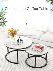 Set di Tavolini da Caffè in Stile Minimalista MDF + Telaio in Ferro Salvaspazio Tavolini Impilabili Adatti per l'Uso in Soggiorno - Product Image 6