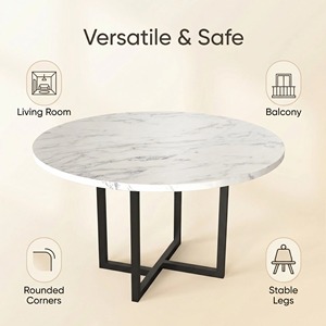 Tavolino da Caffè Nordico dal Design Moderno e Semplice per Piccoli Appartamenti, Tavolino da Tè con Combinazione di Colori Marmorizzati, Tavolino da Caffè in Metallo Resistente - Product Image 6