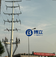Poteau de ligne de transmission 10KV 35KV 110KV 220KV, tube galvanisé, poteau électrique monopolaire, tube en acier, tour tubulaire galvanisée à chaud