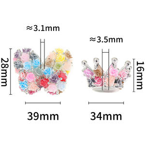 Nuevo diseño acrílico mariposa corona amor diamante bolas Rosa flores coloridas agujero cuentas DIY teléfono caso pluma cadena hacer Lucite - Product Image 6