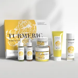 Private Label Moisturizing Natural Turmeric Facial Skin Care Set Vitamin C Exfoliating Glow Facial Whitening Skin Care Set