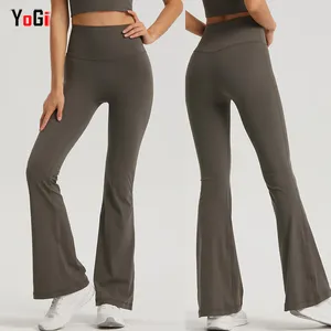 Hoge Kwaliteit Volwassenen Hoge Taille Butt-Lifting Effen Flare Hardloopsport-Activewear Fitness Yoga Bell-Bottom Legging