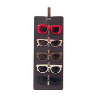 Support mural en cuir PU de style simple pour lunettes de soleil, 5 emplacements, organisateur de lunettes, design moderne, porte-lunettes