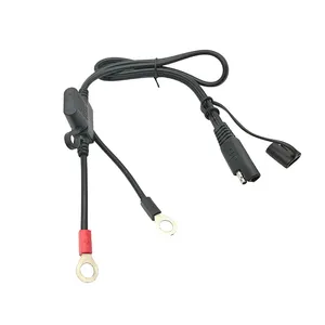 SAE 2FT 2 Pin Plug Desconexão Rápida Para O Anel de Orifício Terminal Chicote de Cabo de Extensão de Carga 10A Fusível