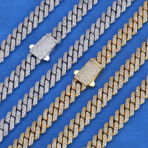 Bespoke 925 Sterling <b>Silver</b> Moissanite Miami Cuban Link Chain Bezel Set 18K Gold Plated Iced Out Hip Hop <b>Necklace</b> Custom Jewelry - Product Image 4