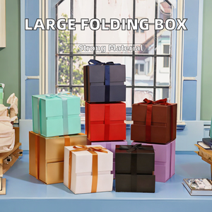 定制方形折叠盒大容量可回收白色橙色深红色条纹钱包礼品铜版纸冲压蜡烛 - Product Image 2