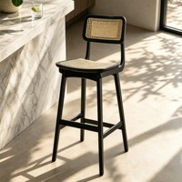 Tabouret de bar en bois massif, chaise haute, style nordique moderne, style japonais, style décontracté d'Asie du Sud-Est, pour usage domestique, avec dossier et accoudoirs, style Instagram