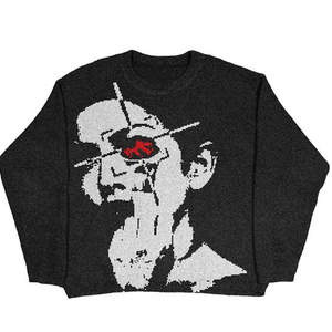 Pullover Tiri in maglia su misura maglione Super grande cotone cotone ampio girocollo abbigliamento sportivo con Logo Jacquard stampato cinturino della camicia - Product Image 6