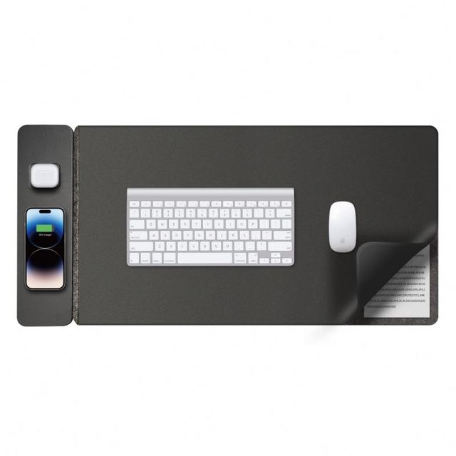 Leather 4 in 1Wireless Charging Desk Mat Detachable Magnetic 5W Wireless Desktop Charging Pad for Phone Earbuds Mousepad
