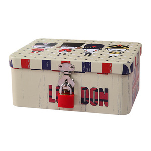 <b>Small</b> Tinplate <b>Storage</b> <b>Box</b> Metal Desktop Organizer With Lock Stackable Lid Multiple Patterns Decorative Gift <b>Box</b> - Product Image 5