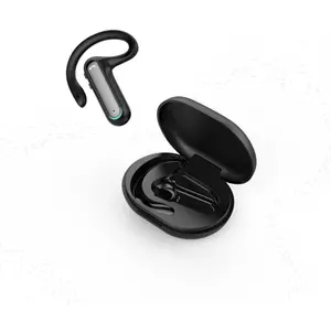 Auricular de goma de silicona con diseño de gancho para la oreja, auricular de negocios inalámbrico único deportivo con funda de carga magnética de 400mAh, nuevo de fábrica