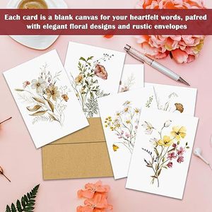 Blank Floral Greeting Cards Rectangle Paper <b>Matte</b> <b>Varnish</b> Elegant Design Birthday Gift Customized - Product Image 2