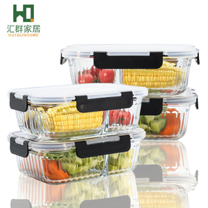 Boîte à lunch de préparation de repas en borosilicate de haute qualité avec couvercle transparent ensemble de récipients de stockage des aliments en <span class=keywords><strong>verre</strong></span> - Product Image 2