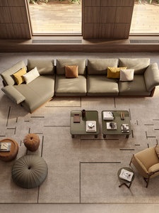 Luxury Italian Design Modular Deep <b>Sofa</b> Ultra Soft Leather Upholstered Sectional <b>for</b> Villa Living Room Project - Product Image 1