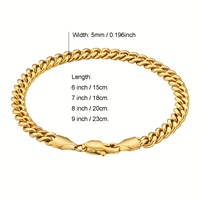 Chaînes Gourmette Miami Cubaine Étanche 5 mm pour Hommes, Plaqué Or Réel 18 Carats, en Acier Inoxydable, Bijoux Hiphop Unisexe, Bracelets pour Femmes