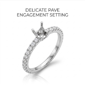 Anillo de compromiso de oro blanco de 18K con pavé y montura semicompleta, estilo princesa, con engaste de diamante tipo cojín de cuatro puntas, venta al por mayor, MOQ 1 - Product Image 1