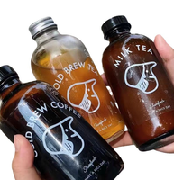 Bouteilles en verre ambré brun de 250 ml scellées pour le thé au lait, le café