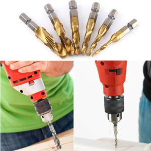 6PC titan kết hợp khoan Tap bit thiết lập 1/4 Hex Shank HSS SAE vít khai thác bit với trung tâm đấm khai thác và countersinking - Product Image 6