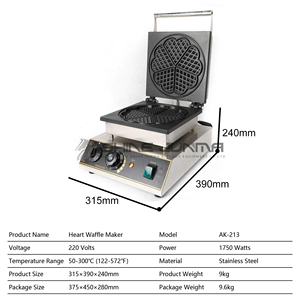 Thib 230V coeur amour en forme de gaufre Maler Machine commerciale Mini gaufrier en forme de coeur avec fonte - Product Image 2