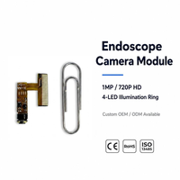 Module de caméra miniature 1MP MJPEG 720P, champ de vision 100°, profondeur de champ 10-50mm, 4 LED, personnalisable OEM pour endoscope à double lumière