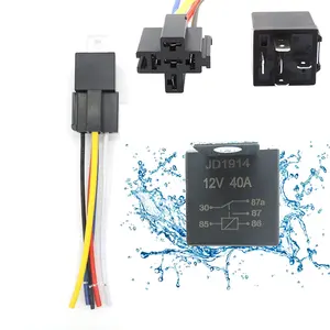 Waterproof Relay Socket with Wiring Harness, 5-PIN 30/40A 12V SPDT with Interlocking Automotive Relay