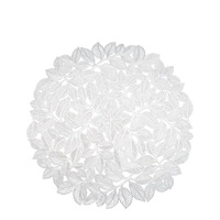 Napperon rond en PVC BOEN écologique de 38 cm avec motif feuille estampé à chaud pour les repas de fêtes, la maison, l'hôtel et les restaurants