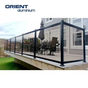 Safety semi frameless tempered glass fence railing system with aluminum post for deck and balcony glass balustrades & handrails